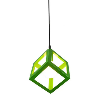 Red yellow & green elegant square chandelier kitchen pendant light