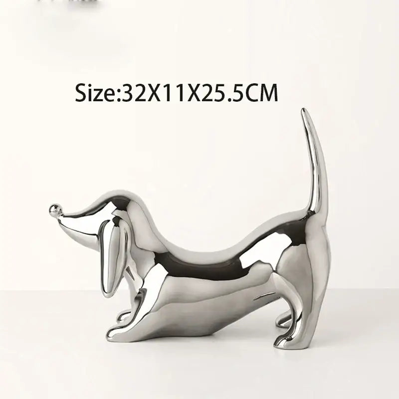 Reflective silver art statue living room decorbites doberman ornament