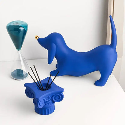 Reflective silver art statue living room decorbites doberman ornament