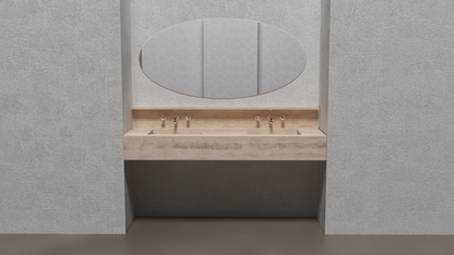 HANDCRAFTED CUSTOM TRAVERTINE DOUBLE SINK (TR-133)