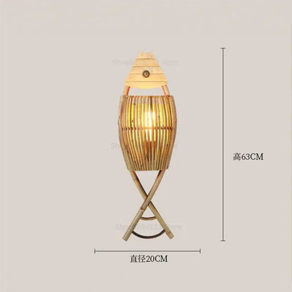 Retro bamboo fish wall lamp living room slatted wood decor