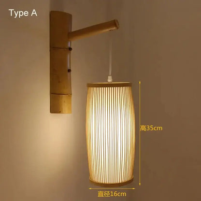Retro bamboo wall lights – bedroom hand woven rattan sconce