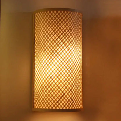Retro bamboo wall lights – bedroom hand woven rattan sconce