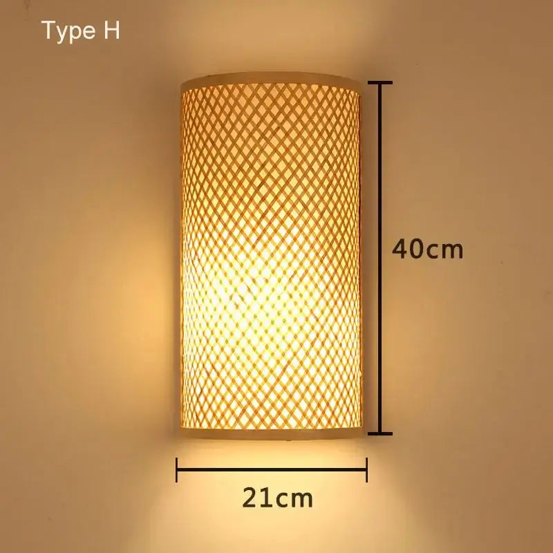 Retro bamboo wall lights – bedroom hand woven rattan sconce