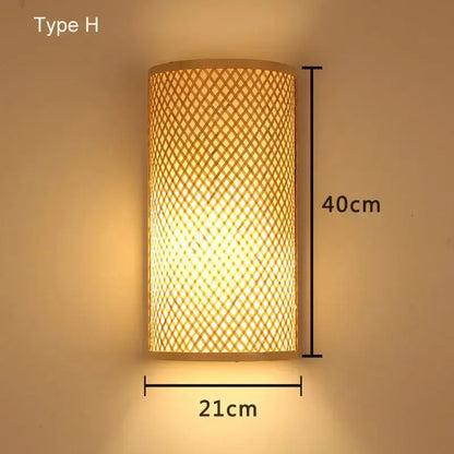Retro bamboo wall lights – bedroom hand woven rattan sconce