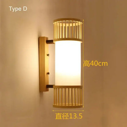 Retro bamboo wall lights – bedroom hand woven rattan sconce