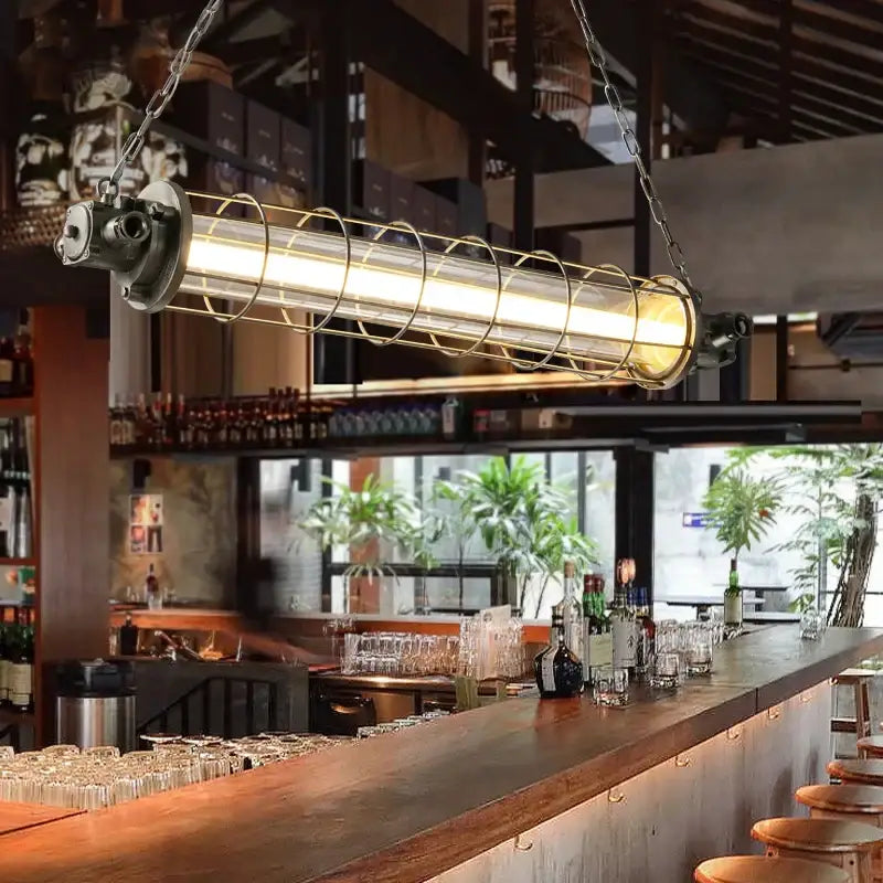 Retro bar industrial metal cage chandelier dining room pendant light