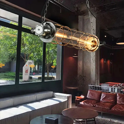 Retro bar industrial metal cage chandelier dining room pendant light