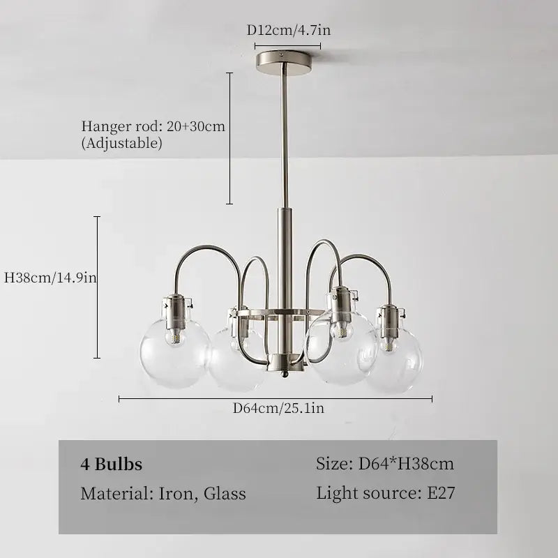 Retro bauhaus brass glass led chandelier for dining room