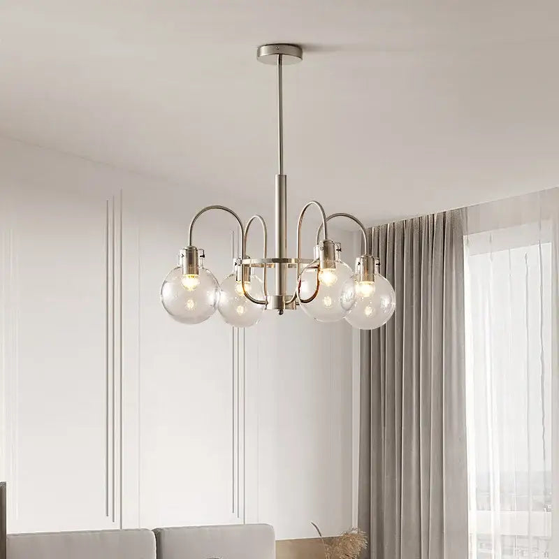 Retro bauhaus brass glass led chandelier for dining room