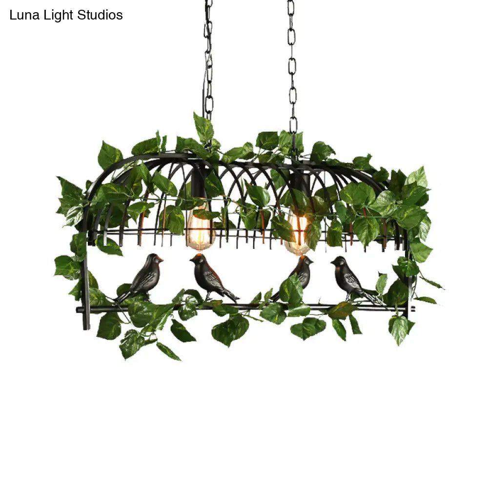 DecorBites™ Retro Birdcage Island Light Fixture - Metal LED Plant Ceiling Lamp in Black, with 2/3/4 Bulbs