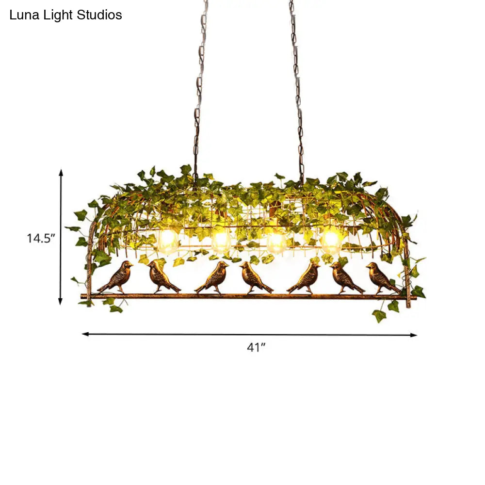 DecorBites™ Retro Birdcage Island Light Fixture - Metal LED Plant Ceiling Lamp in Black, with 2/3/4 Bulbs