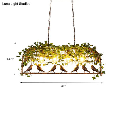 DecorBites™ Retro Birdcage Island Light Fixture - Metal LED Plant Ceiling Lamp in Black, with 2/3/4 Bulbs