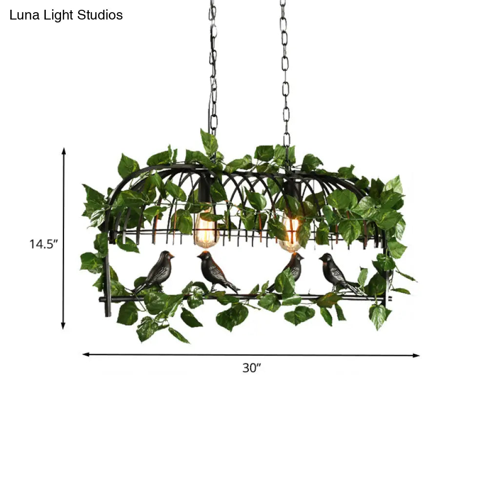 DecorBites™ Retro Birdcage Island Light Fixture - Metal LED Plant Ceiling Lamp in Black, with 2/3/4 Bulbs