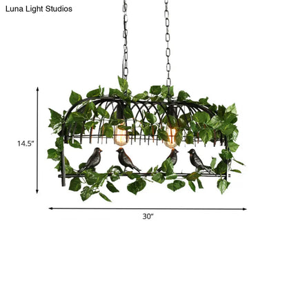 DecorBites™ Retro Birdcage Island Light Fixture - Metal LED Plant Ceiling Lamp in Black, with 2/3/4 Bulbs