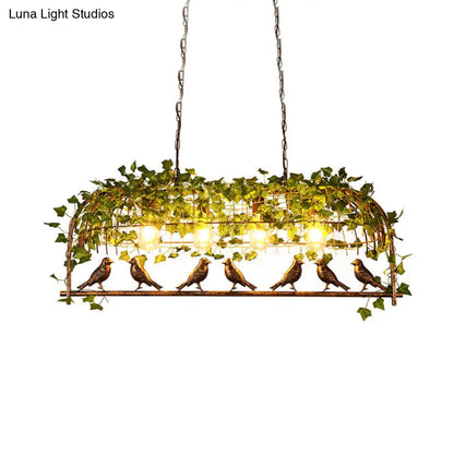 DecorBites™ Retro Birdcage Island Light Fixture - Metal LED Plant Ceiling Lamp in Black, with 2/3/4 Bulbs