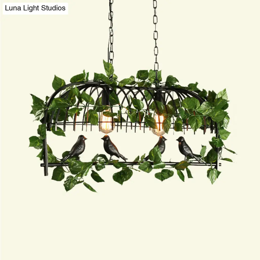 DecorBites™ Retro Birdcage Island Light Fixture - Metal LED Plant Ceiling Lamp in Black, with 2/3/4 Bulbs
