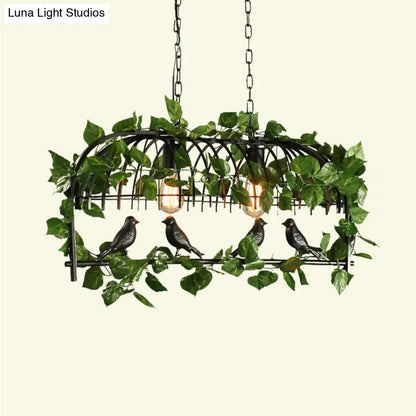 DecorBites™ Retro Birdcage Island Light Fixture - Metal LED Plant Ceiling Lamp in Black, with 2/3/4 Bulbs