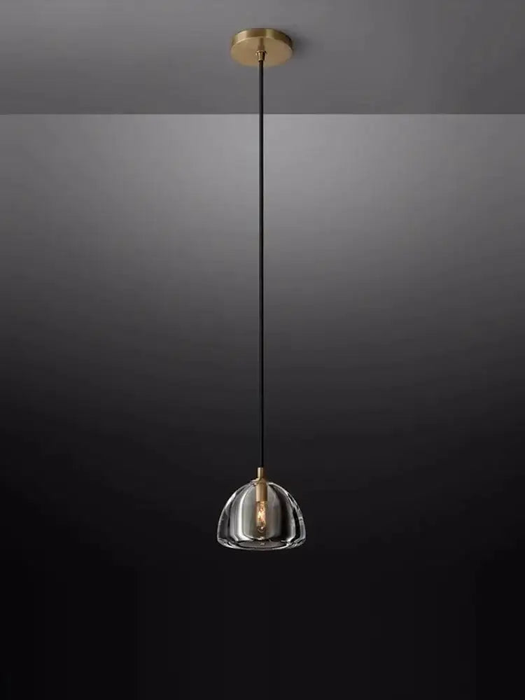 Retro black brass crystal glass pendant light dining room chandelier