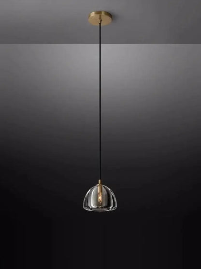 Retro black brass crystal glass pendant light dining room chandelier