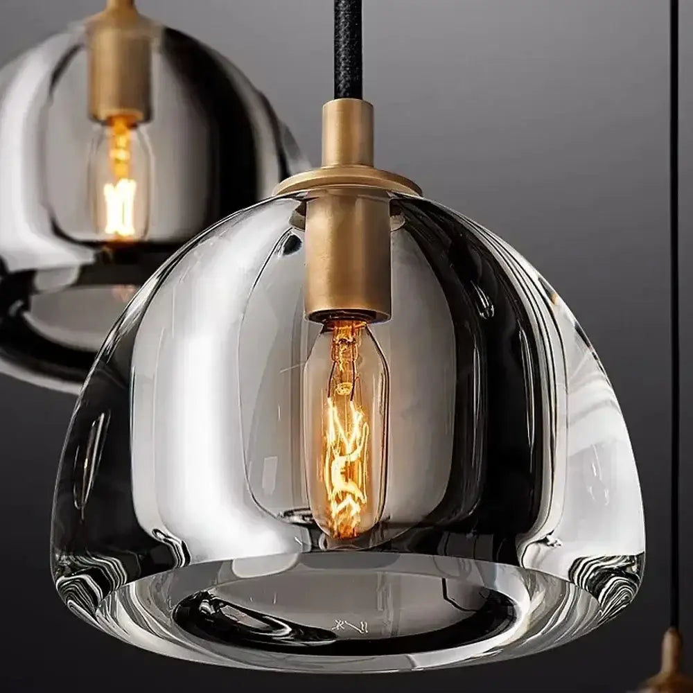 Retro black brass crystal glass pendant light dining room chandelier