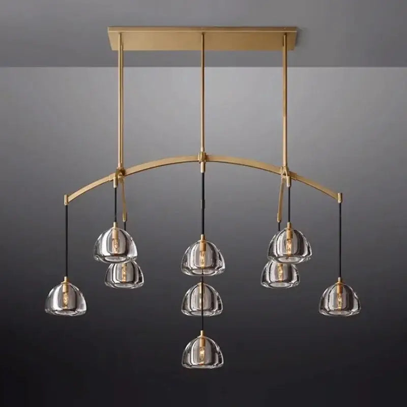 Retro black brass crystal glass pendant light dining room chandelier