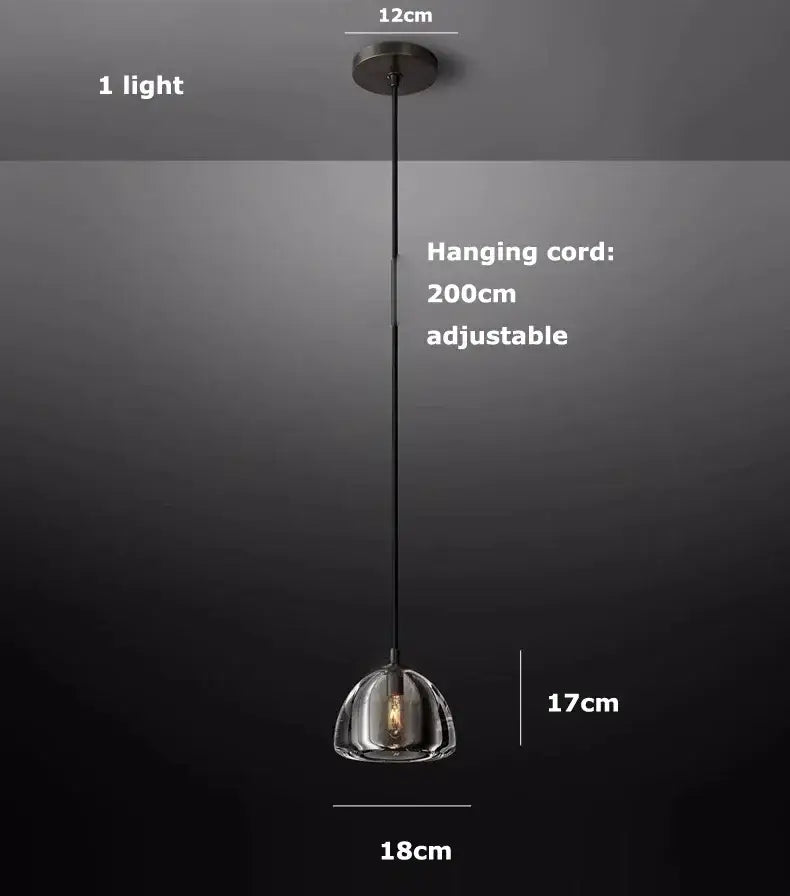 Retro black brass crystal glass pendant light dining room chandelier