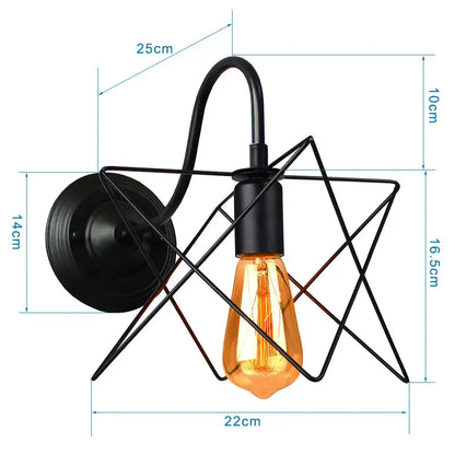 Retro black cage guard wall sconce bedroom edison lamp