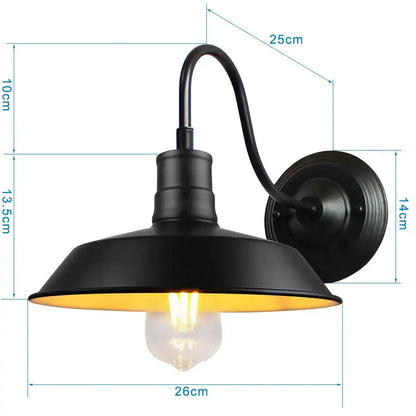 Retro black cage guard wall sconce bedroom edison lamp