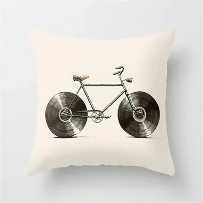 Retro black camera print cushion cover living room decor