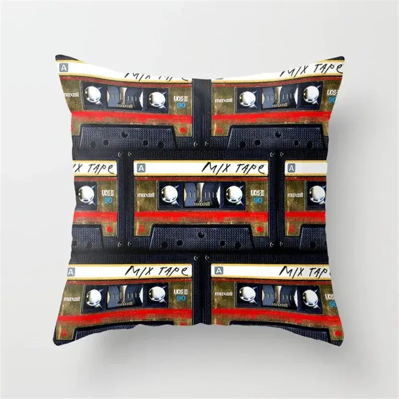 Retro black camera print cushion cover living room decor