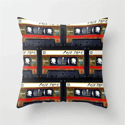 Retro black camera print cushion cover living room decor