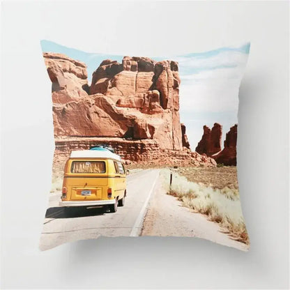Retro black camera print cushion cover living room decor