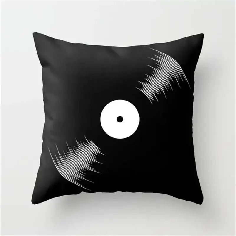 Retro black camera print cushion cover living room decor