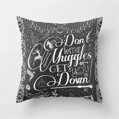 Retro black camera print cushion cover living room decor