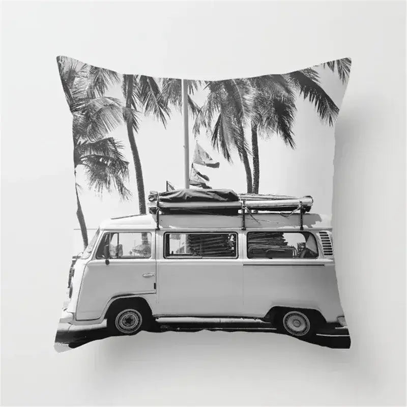 Retro black camera print cushion cover living room decor