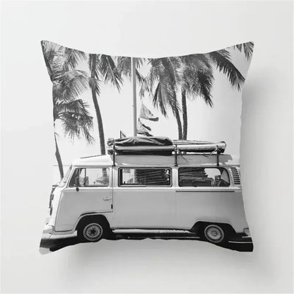 Retro black camera print cushion cover living room decor