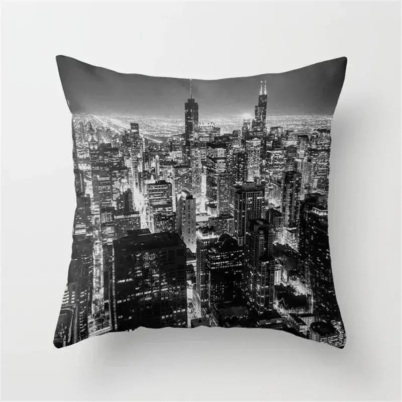 Retro black camera print cushion cover living room decor