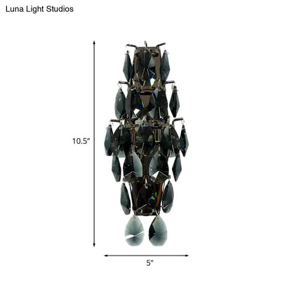 DecorBites™ Retro Black Crystal Gem Wall Sconce with 2-Bulb Fixture for Living Room Lighting