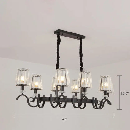 DecorBites™ Retro Black Crystal Pendant Light for Dining Room - Conical Island Ceiling Light
