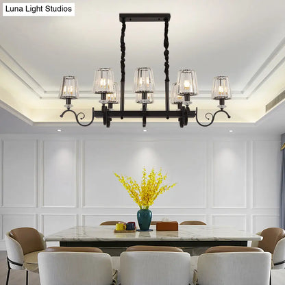 DecorBites™ Retro Black Crystal Pendant Light for Dining Room - Conical Island Ceiling Light