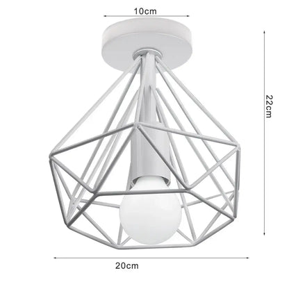 Retro black geometric metal ceiling light fixture kitchen glass shade