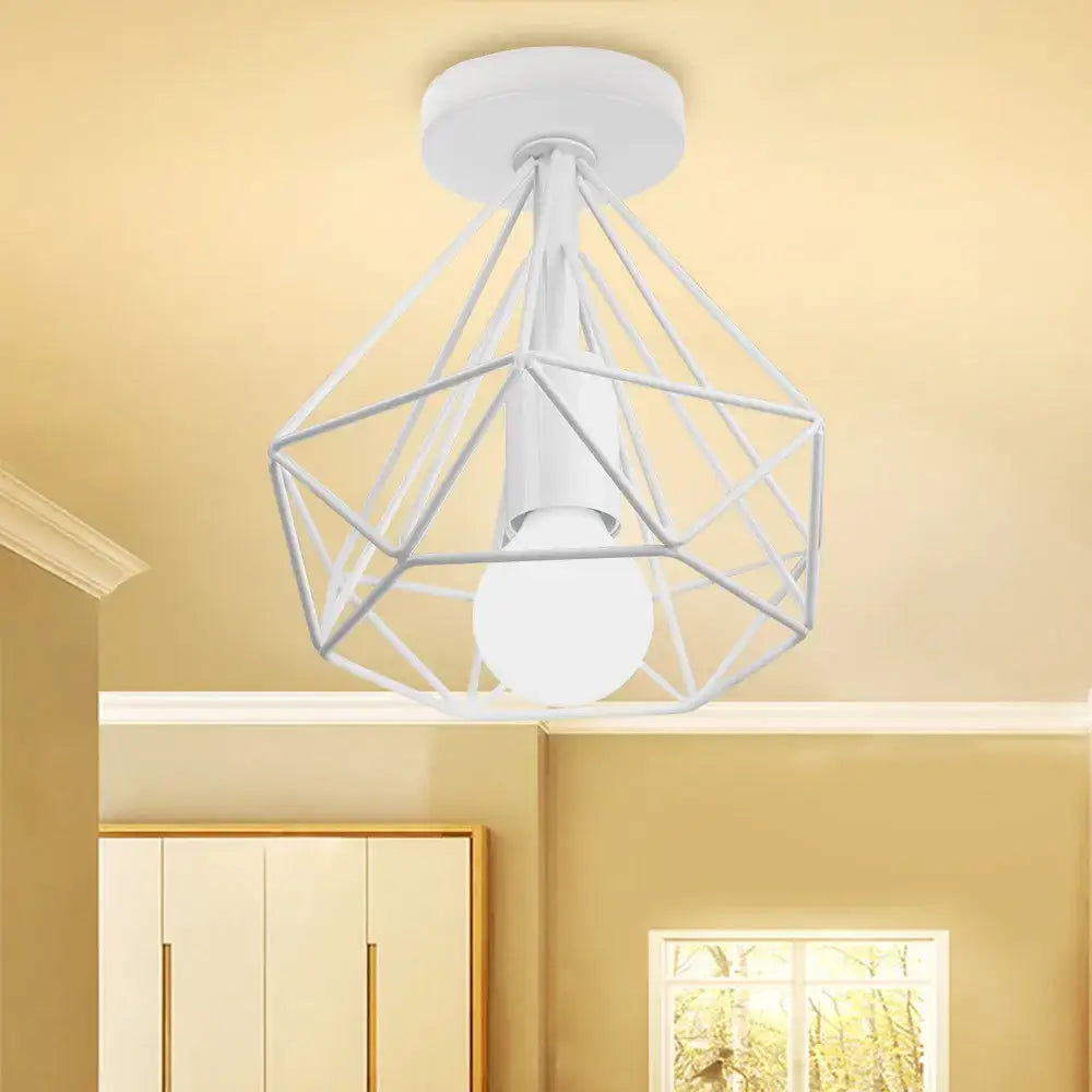 DecorBites™ Iron Cage Ceiling Light Fixture Retro Nordic Design Home Kitchen Lamp