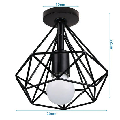 DecorBites™ Iron Cage Ceiling Light Fixture Retro Nordic Design Home Kitchen Lamp