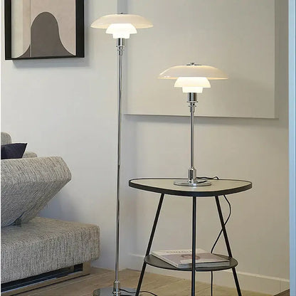 Retro black glass shade led floor lamp living room white layered shade