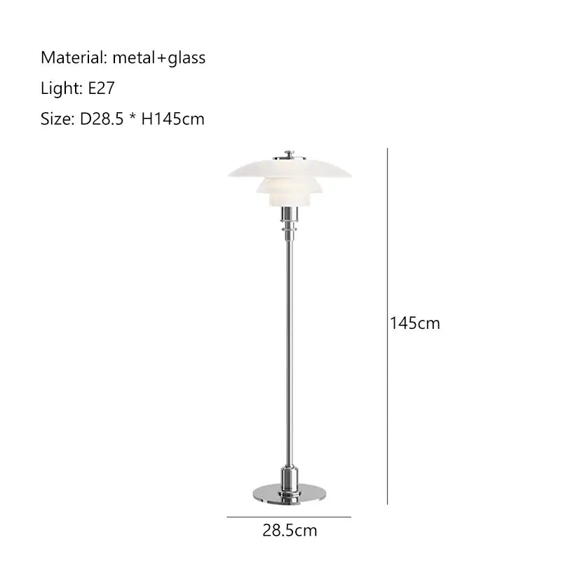 Retro black glass shade led floor lamp living room white layered shade