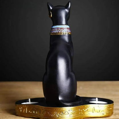 Retro black & gold cat goddess candle holder living room decor