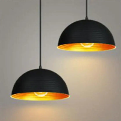 Retro black & gold semicircle pendant light for dining room