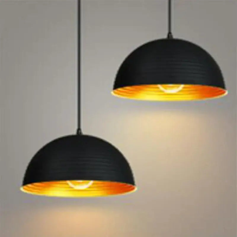 Retro black & gold semicircle pendant light for dining room
