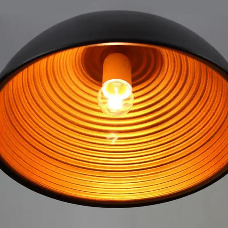Retro black & gold semicircle pendant light for dining room